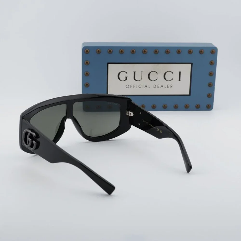 Gucci GG1950S 001 Shield Sunglasses - Shiny Black/Grey